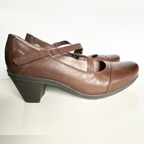 Abeo Womens Rita Heels Pumps Block Heel Mary Jane Brown Leather Sz 9N BIO System - Picture 1 of 9